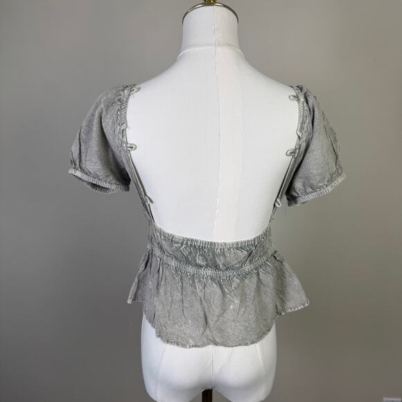 Rebellion Again Puff Sleeve Open Back Top US Women's S - Picture 4 of 8